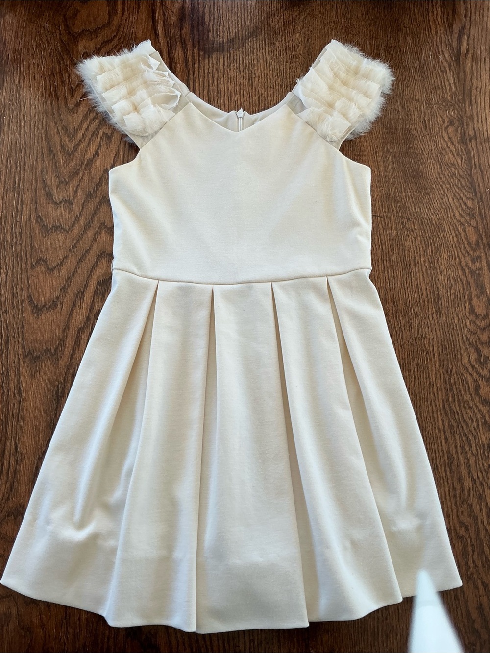 Blush by Us Angels - Cream Ruffled Cap Sleeve Party Dress
